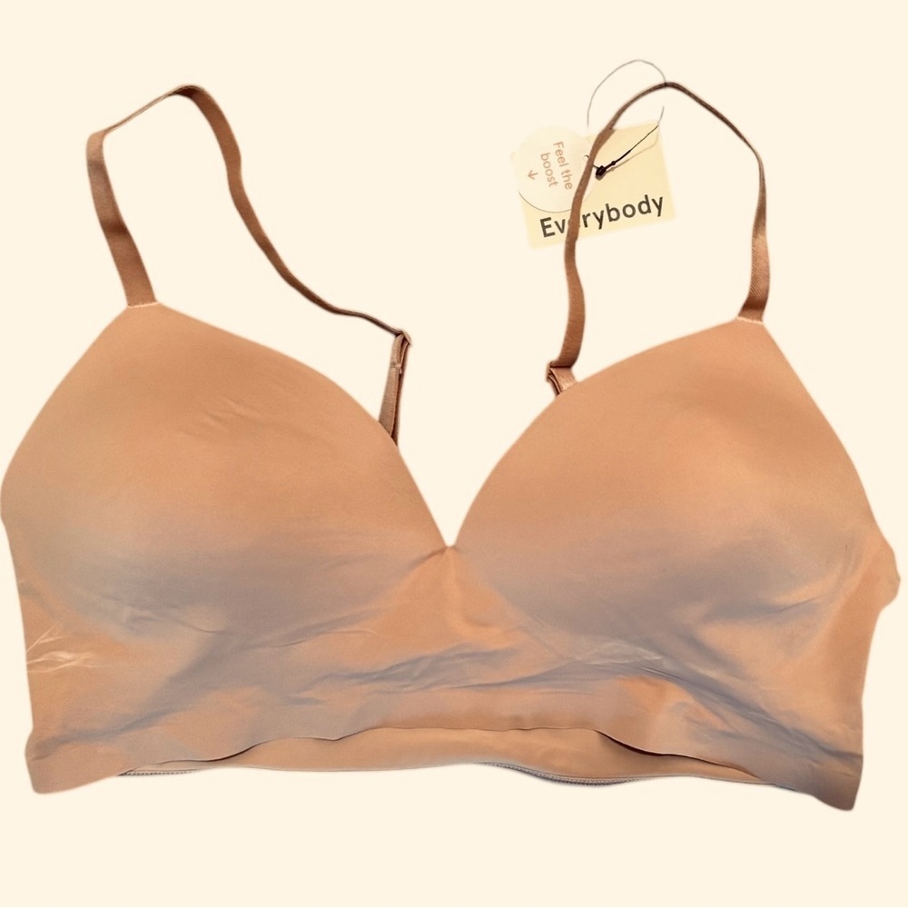True & Co Triangle No Wire Lift Bra XL Mocha Scoop Back Lightly Padded NEW